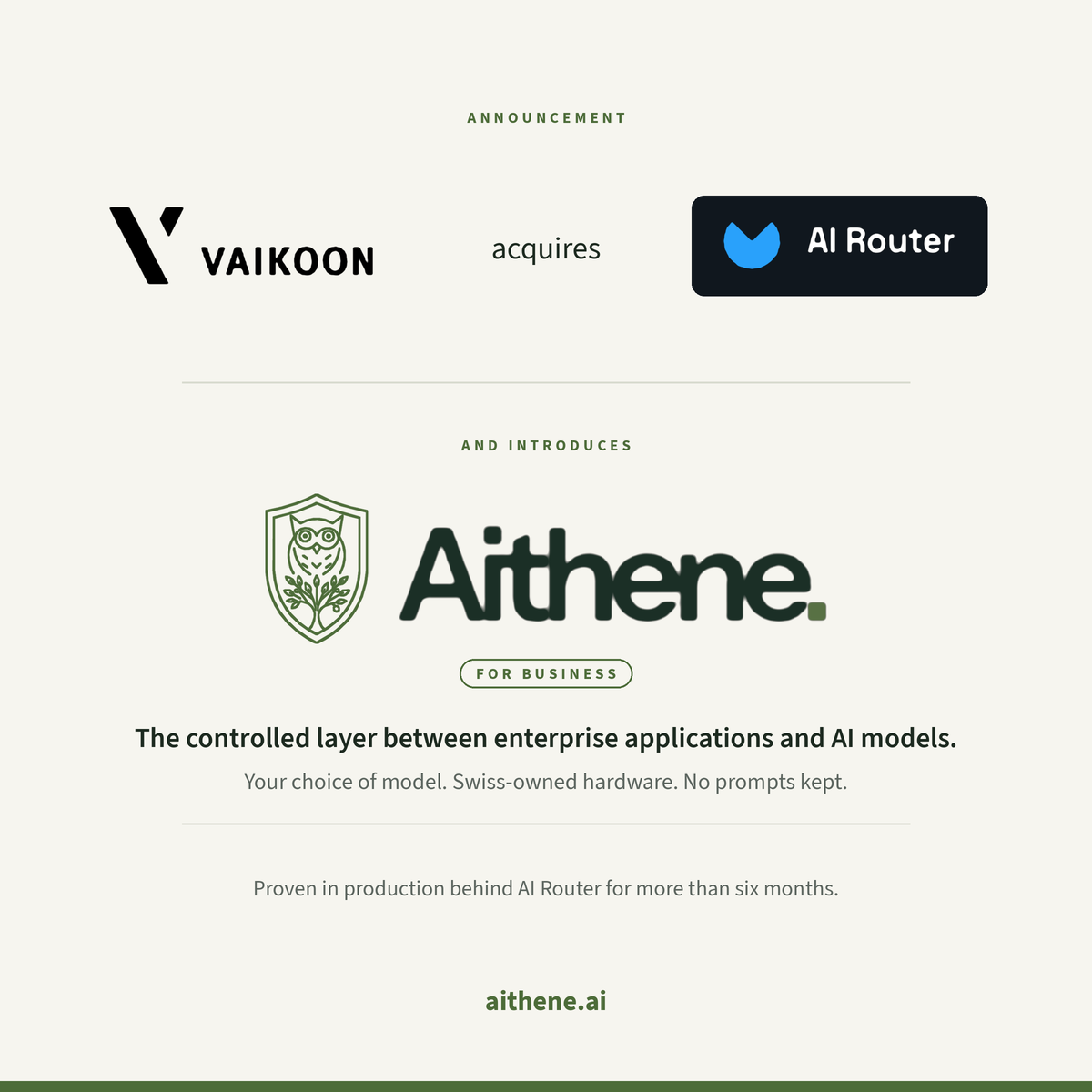 Vaikoon AG acquires AI Router: press release